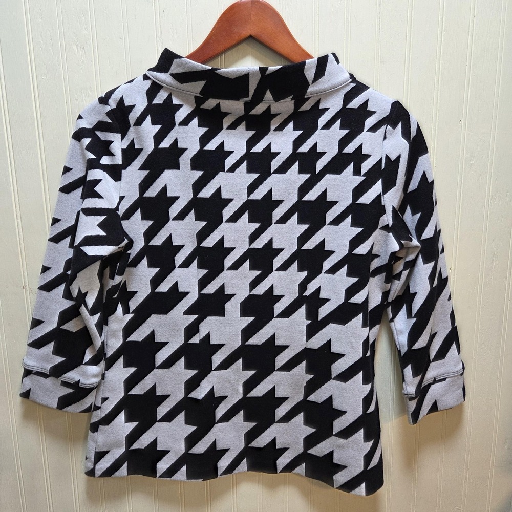 Talbots Sweater Womens Petite Small Gray Houndstooth Boat Neck Knit Pullover - Picture 3 of 7